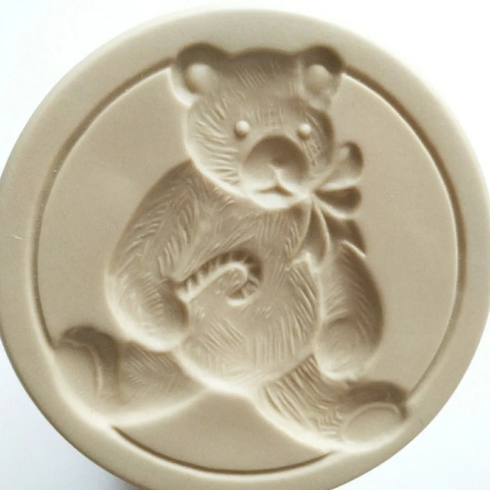 Hill Design Brown Bag Christmas Teddy Bear Cookie Stamp Press